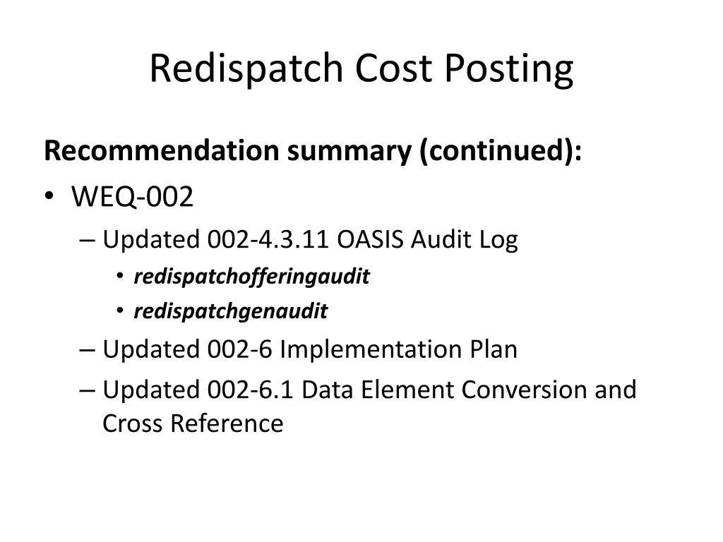 redispatch cost posting 6