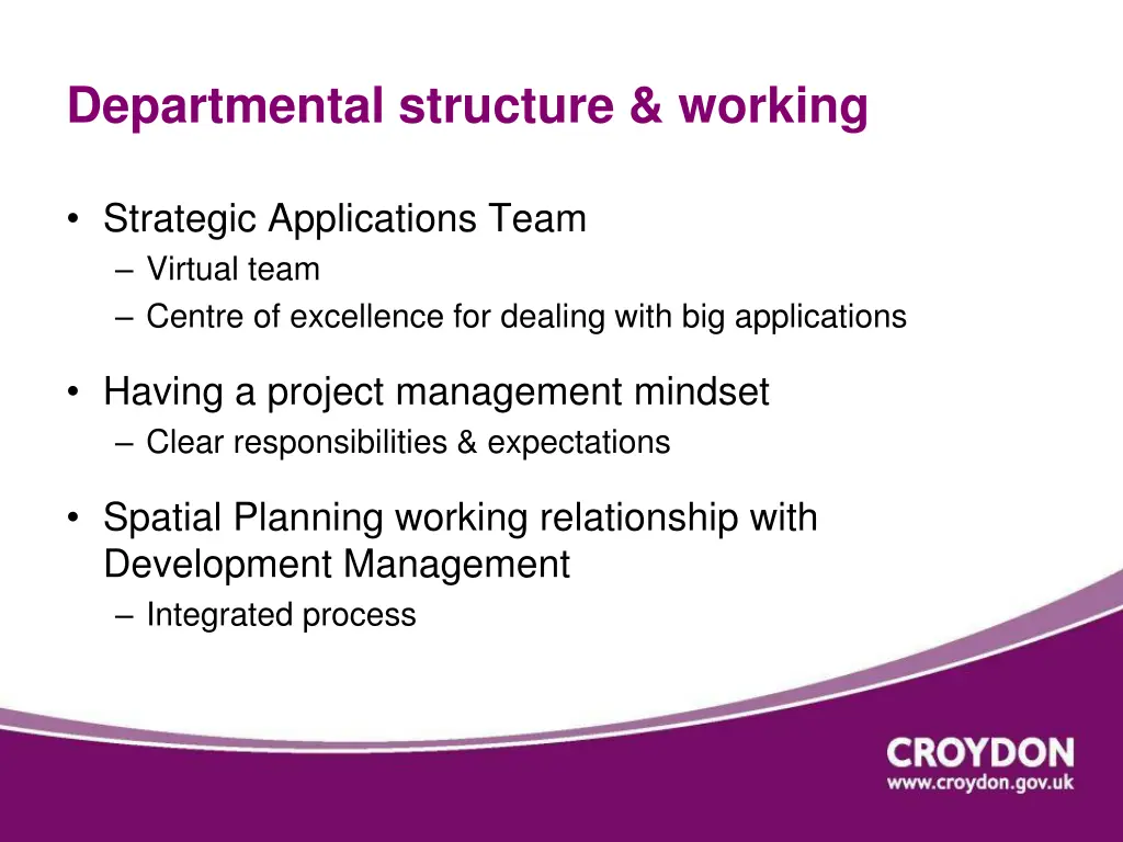 departmental structure working