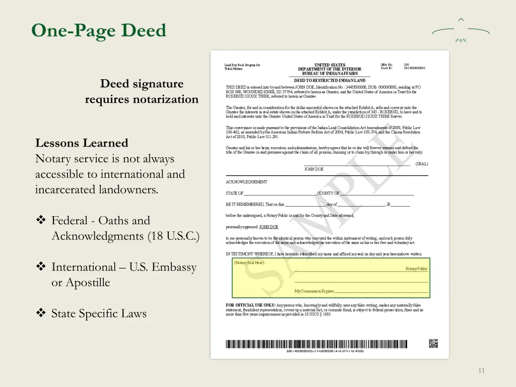 one page deed