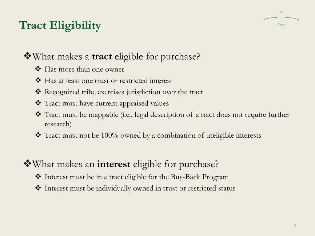 tract eligibility