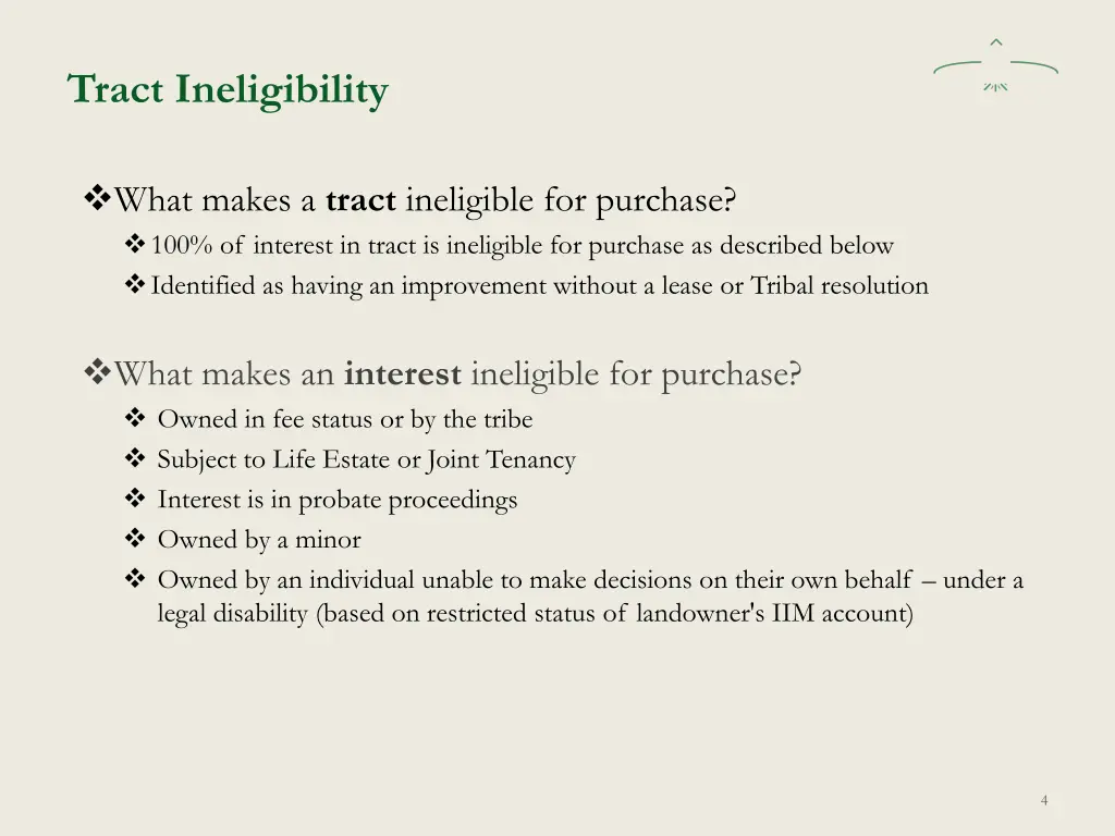 tract ineligibility