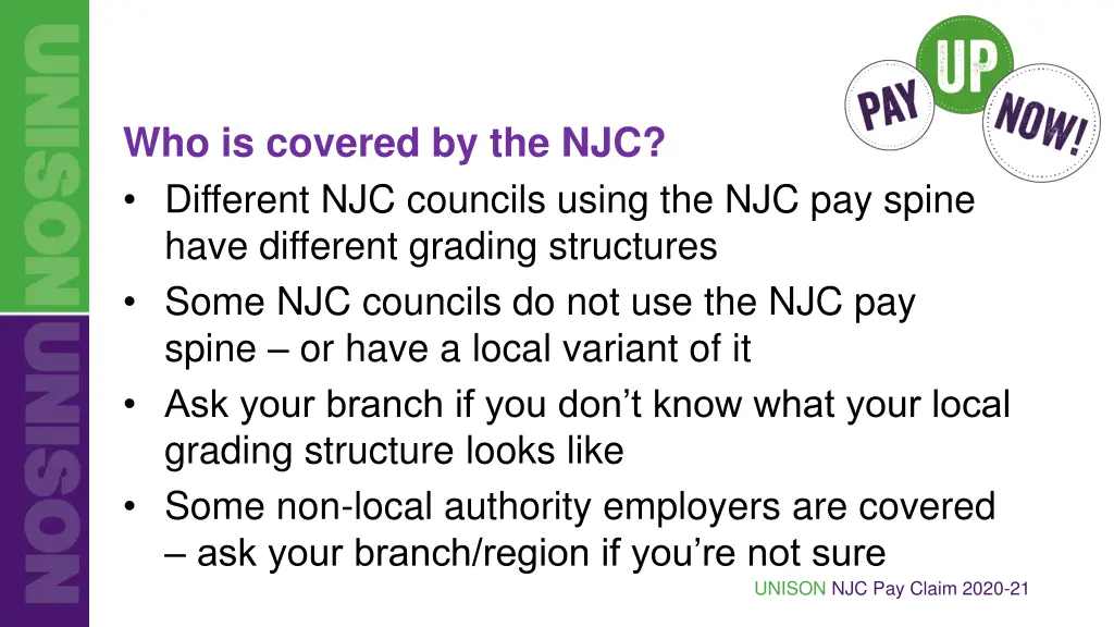 who is covered by the njc different njc councils