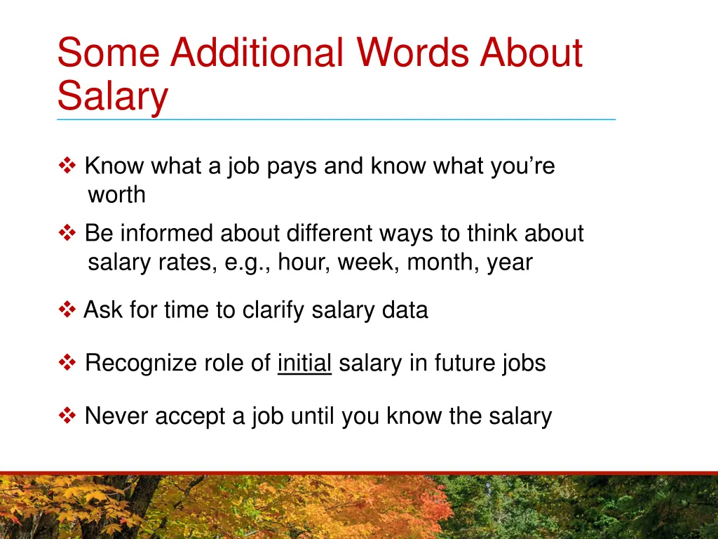 some additional words about salary