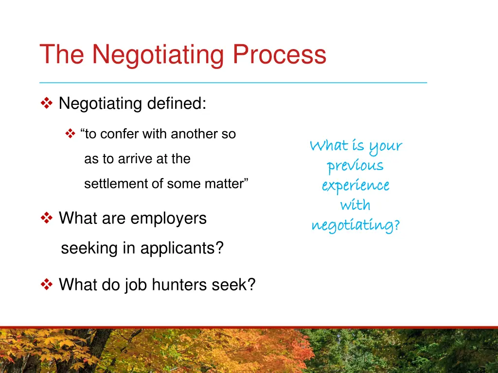 the negotiating process