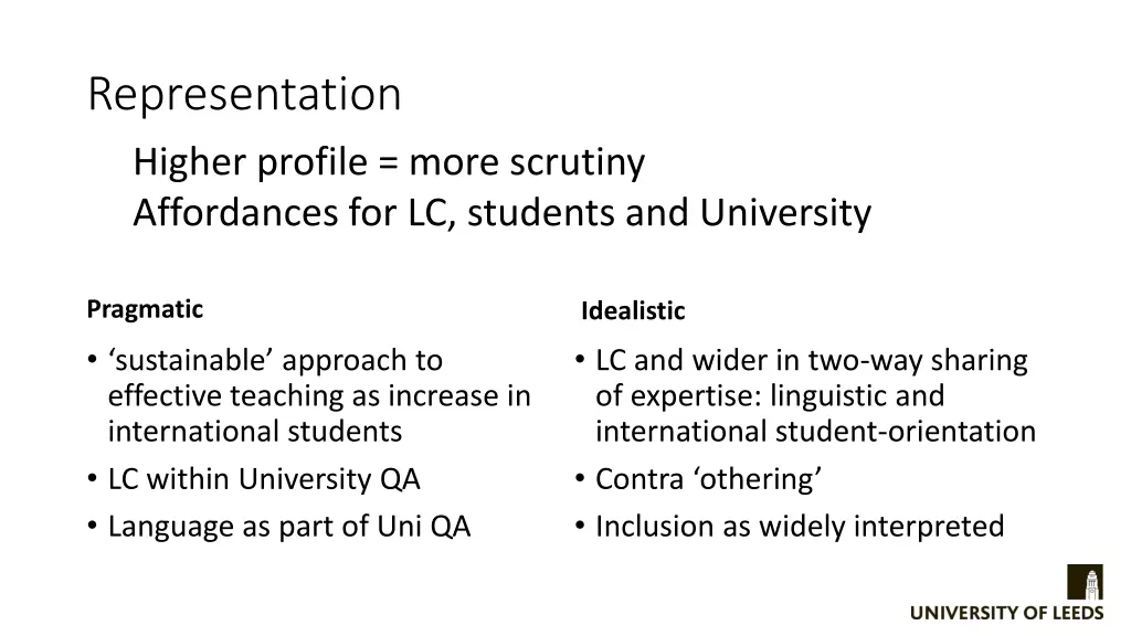 representation higher profile more scrutiny