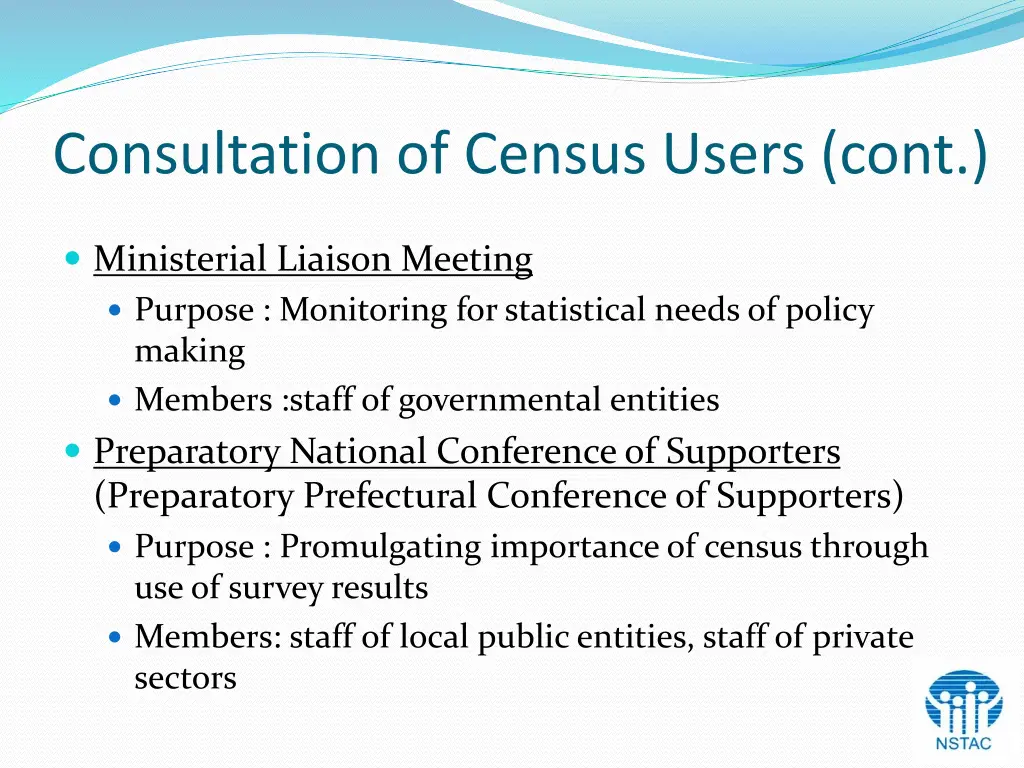 consultation of census users cont