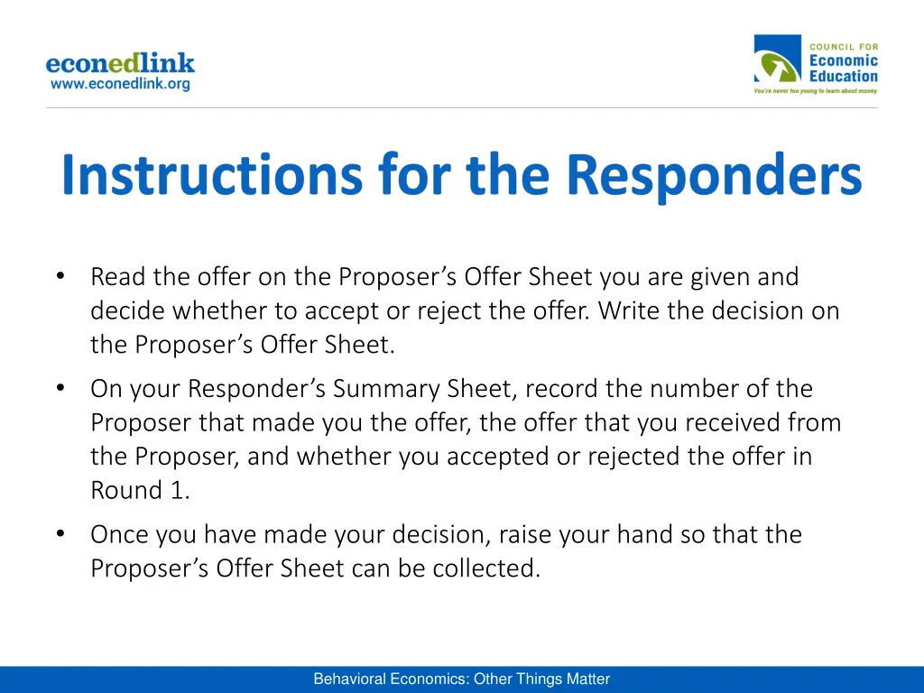 read the offer on the proposer s offer sheet