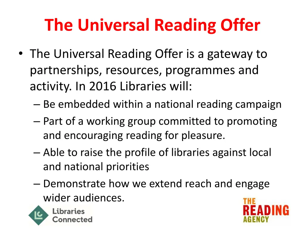 the universal reading offer