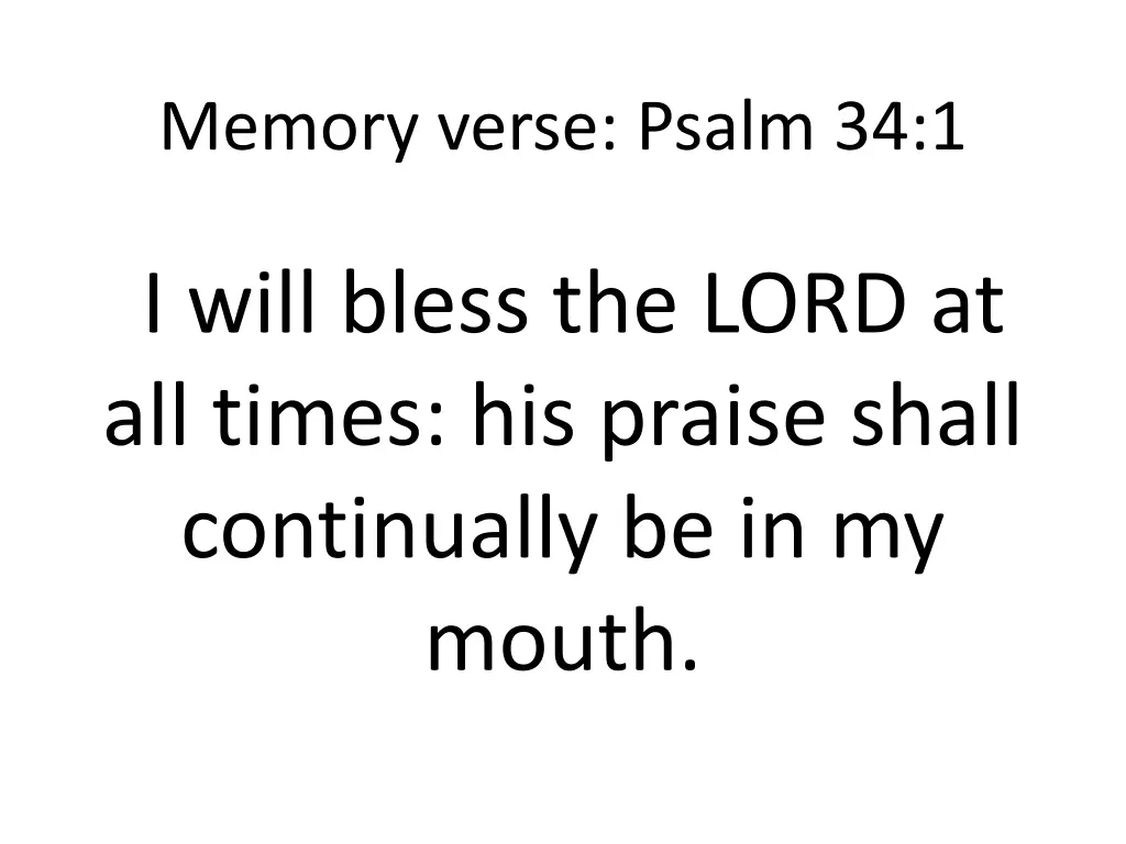 memory verse psalm 34 1