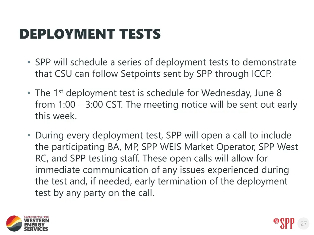 deployment tests