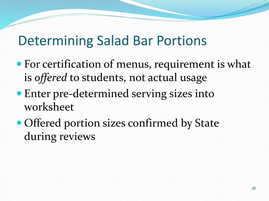 determining salad bar portions