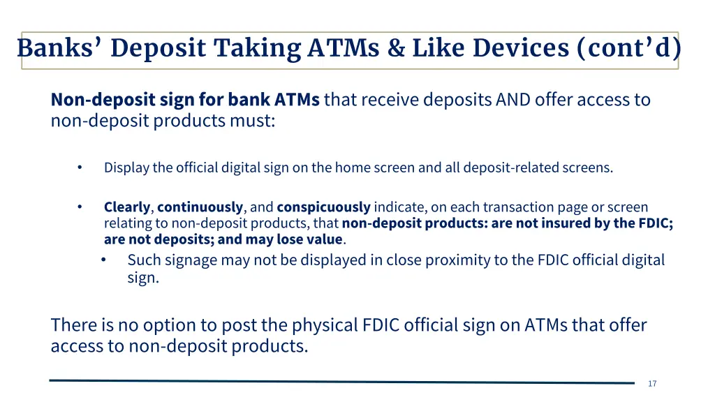 banks deposit taking atms like devices cont d