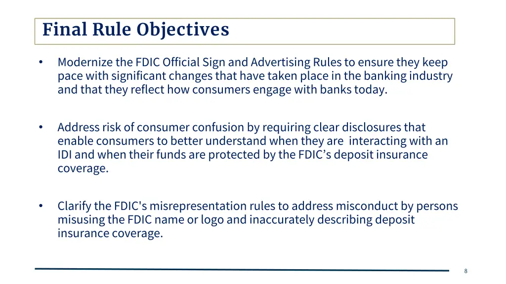 final rule objectives