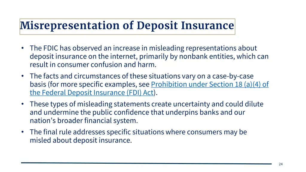 misrepresentation of deposit insurance