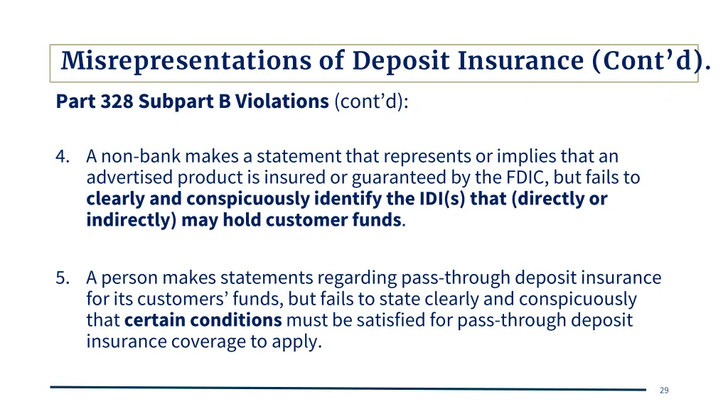 misrepresentations of deposit insurance cont d 1