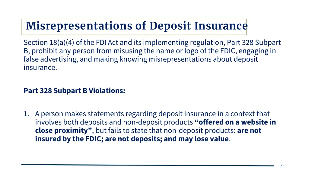 misrepresentations of deposit insurance