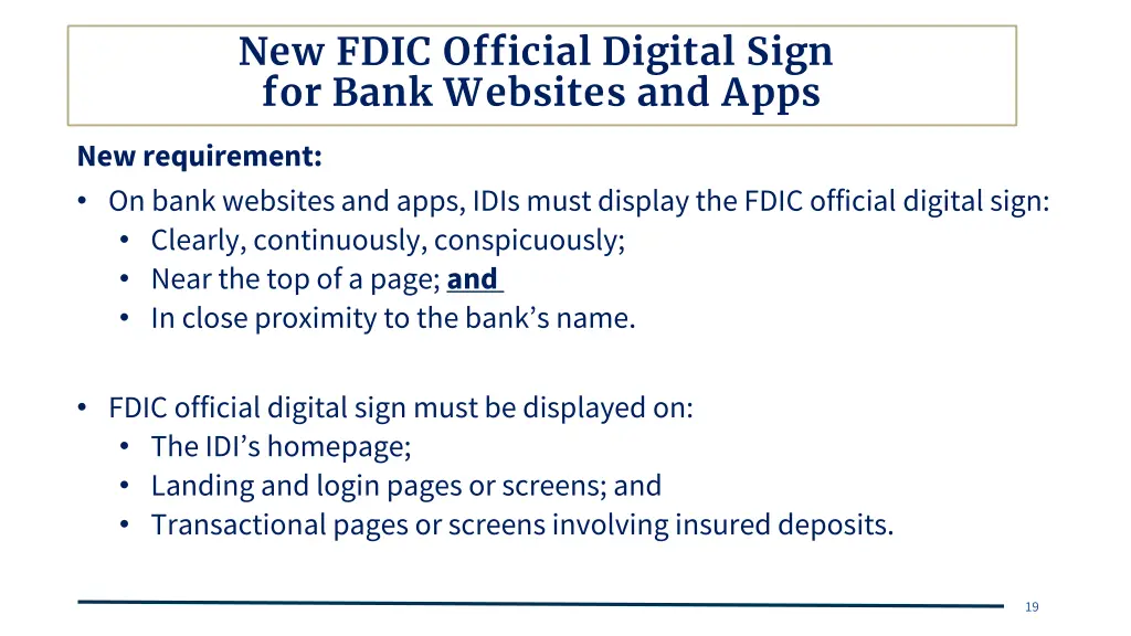 new fdic official digital sign for bank websites