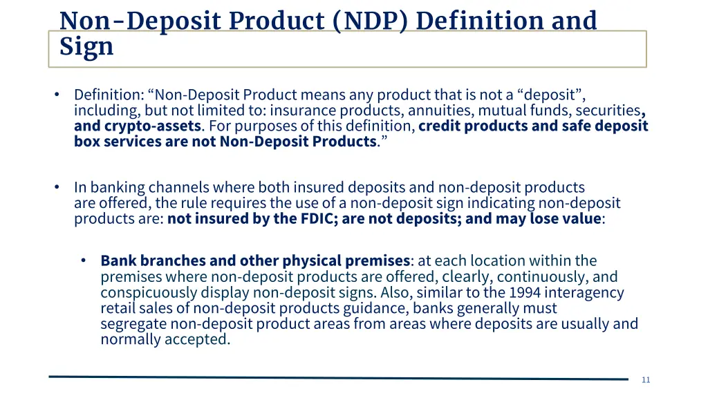 non deposit product ndp definition and sign