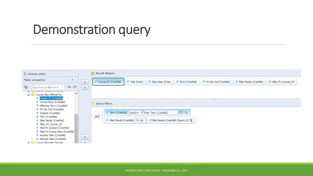 demonstration query demonstration query