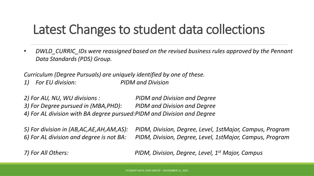 latest changes to student data collections latest 2