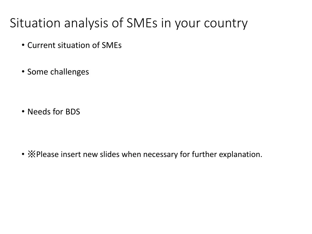 situation analysis of smes in your country