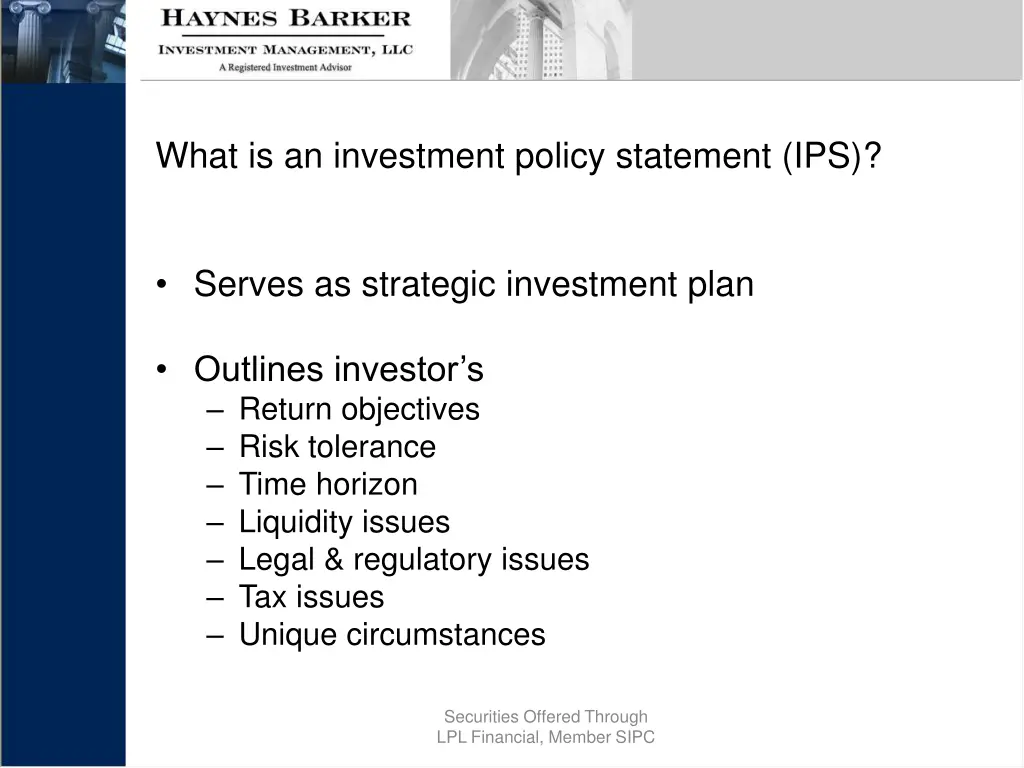 what is an investment policy statement ips