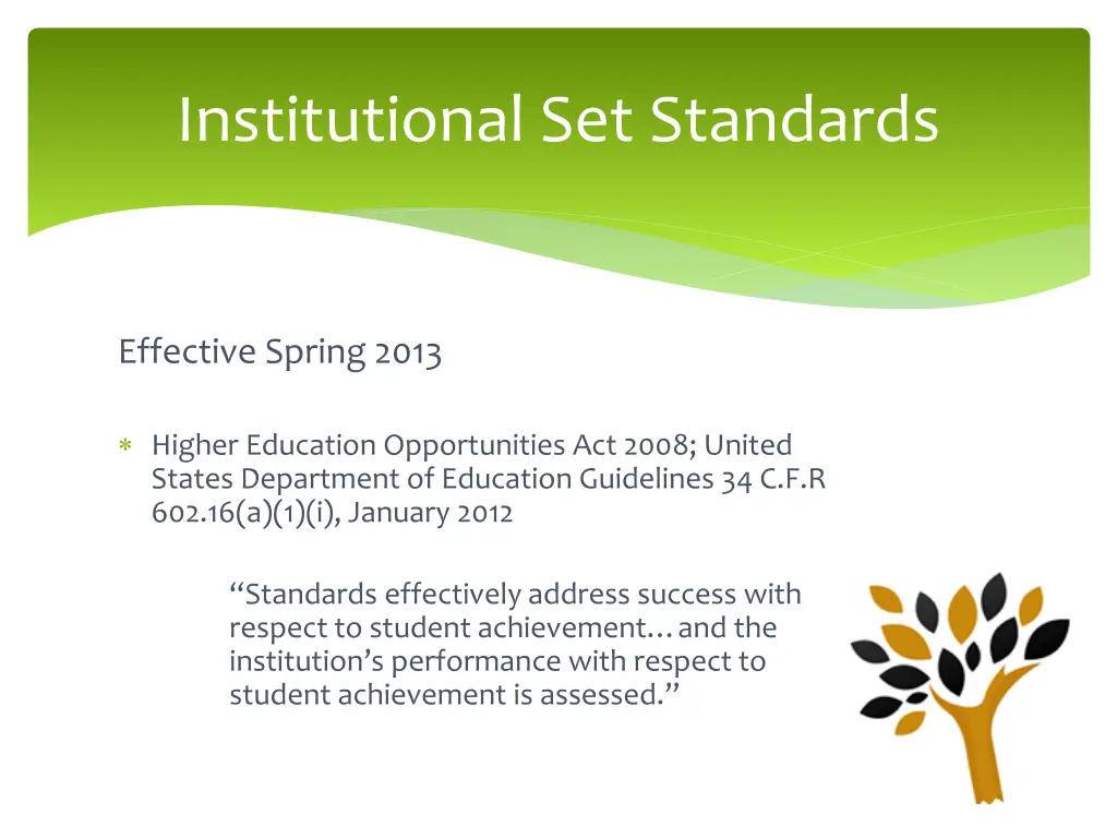 institutional set standards