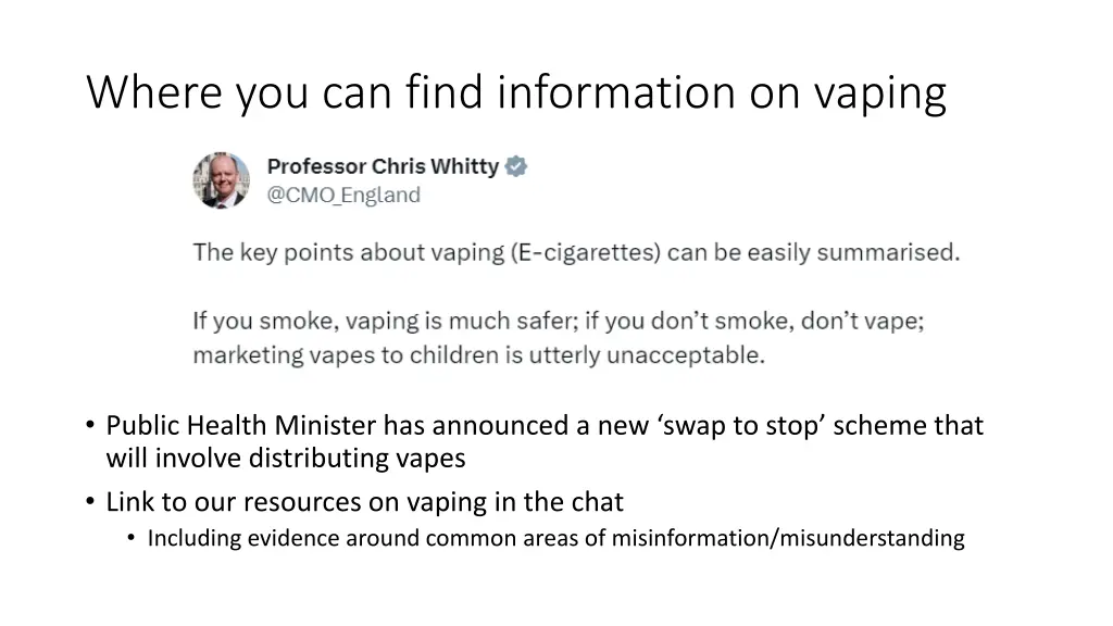 where you can find information on vaping