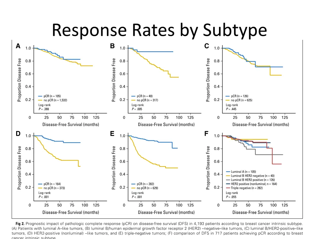 response rates by subtype