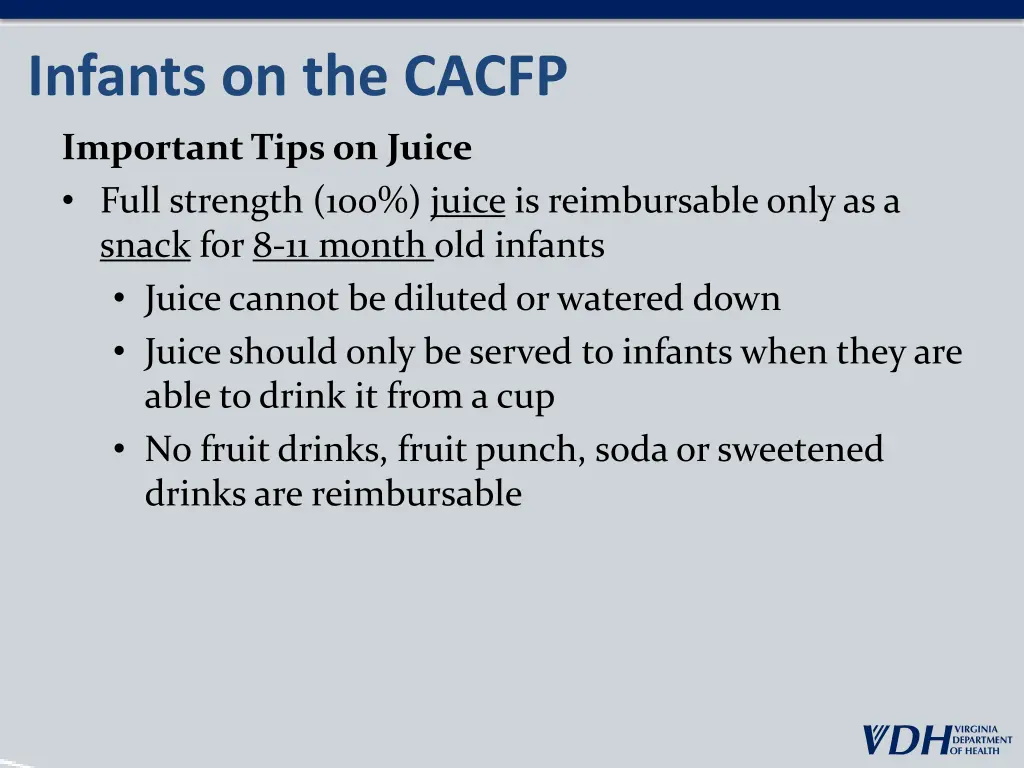 infants on the cacfp 10