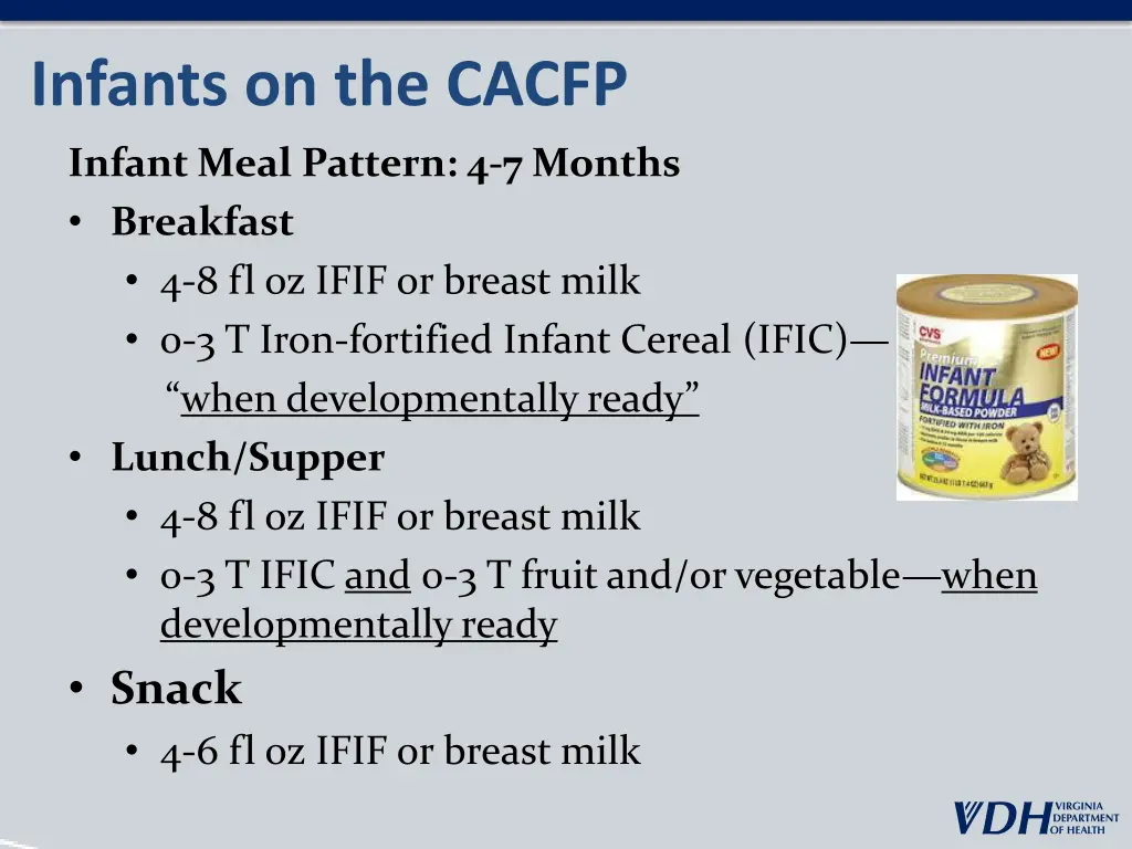 infants on the cacfp 6