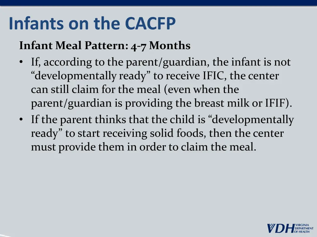 infants on the cacfp 7