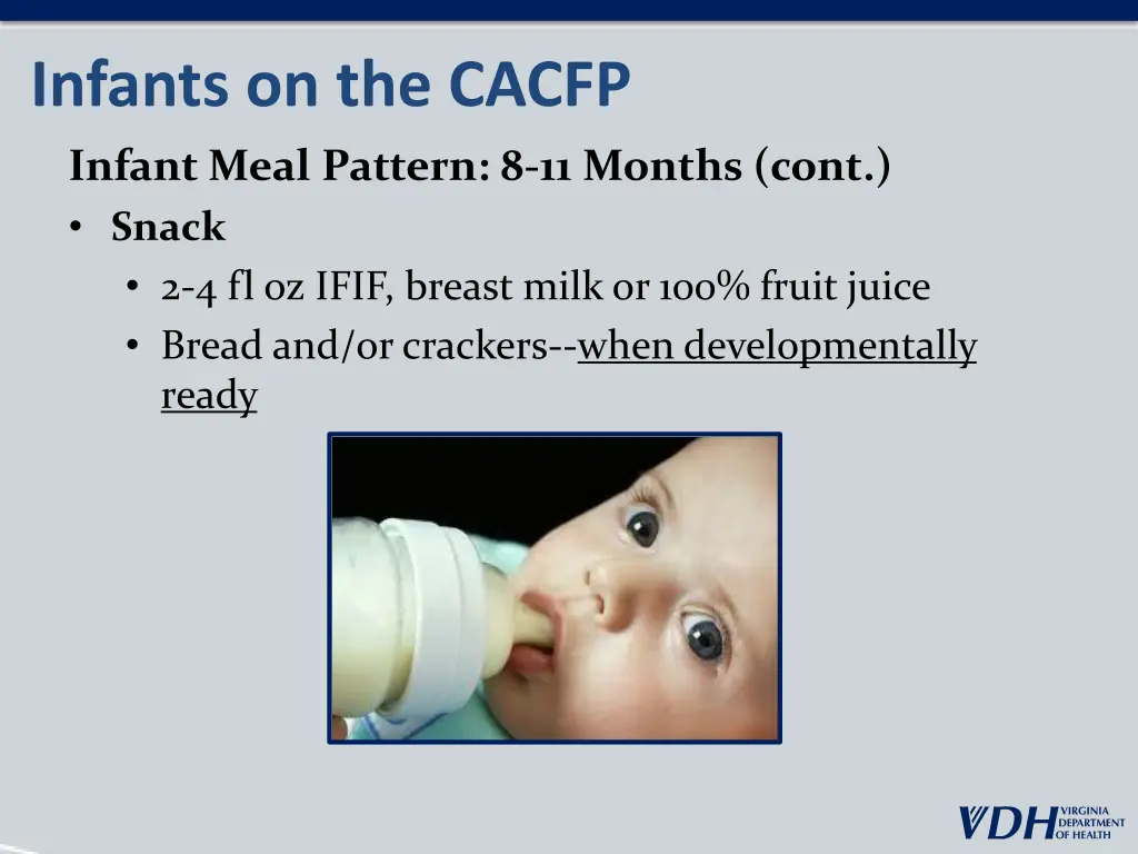 infants on the cacfp 9