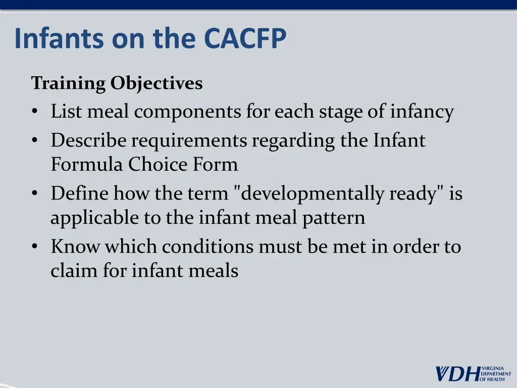 infants on the cacfp