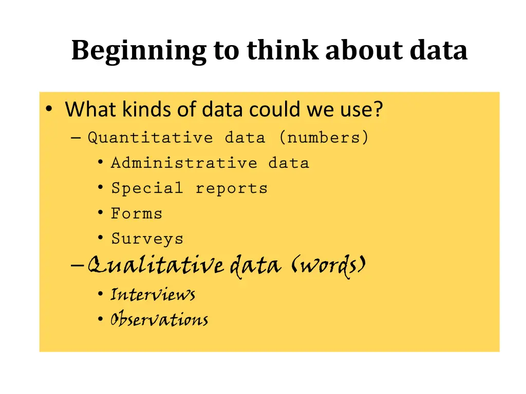 beginning to think about data