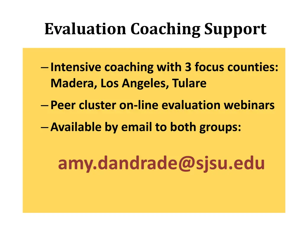 evaluation coaching support