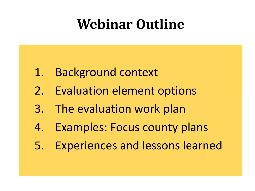 webinar outline