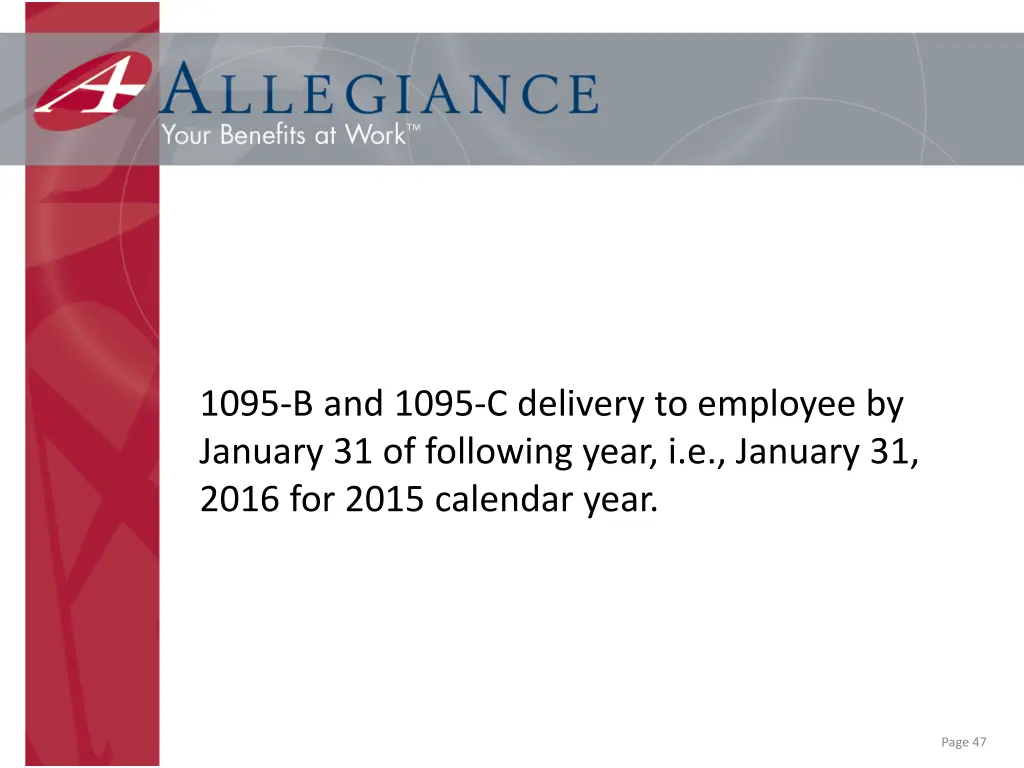 1095 b and 1095 c delivery to employee by january