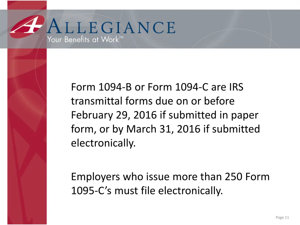 form 1094 b or form 1094 c are irs transmittal