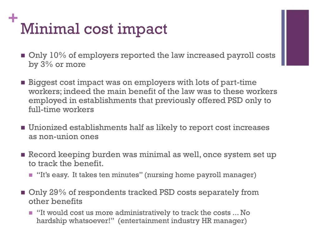 minimal cost impact