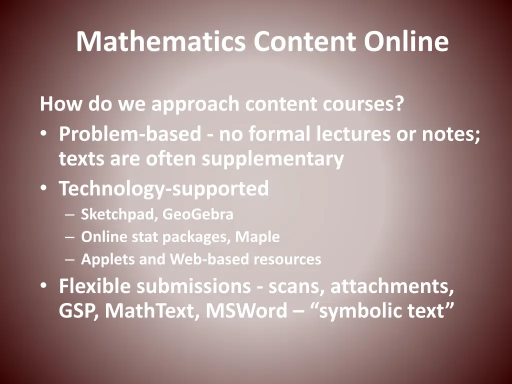 mathematics content online