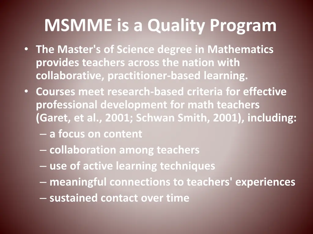 msmme is a quality program