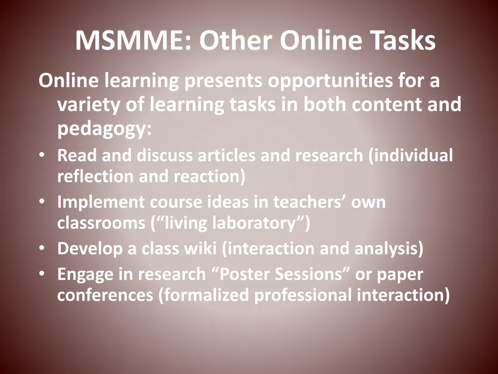 msmme other online tasks