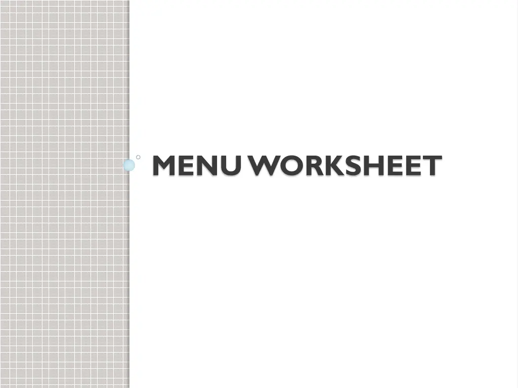 menu worksheet