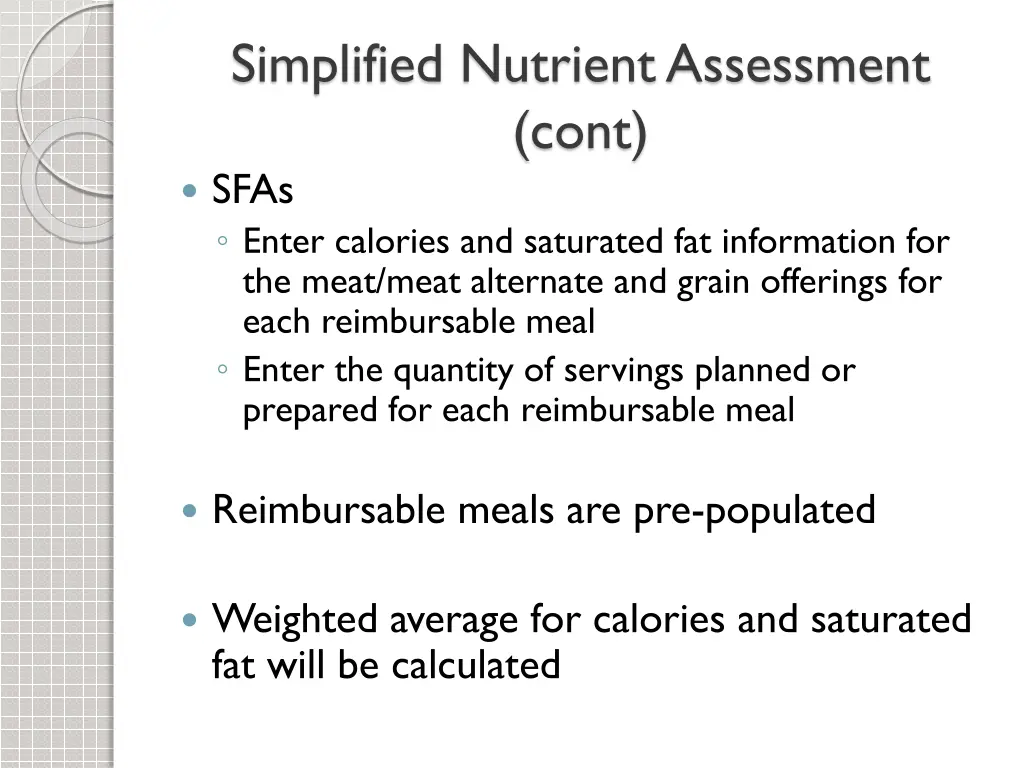 simplified nutrient assessment cont sfas enter