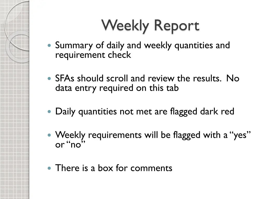 weekly report