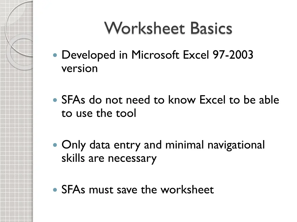 worksheet basics