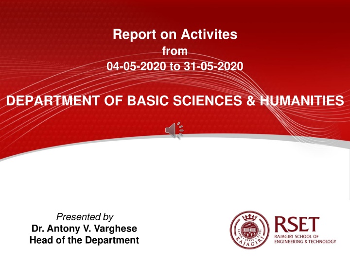 report on activites from 04 05 2020 to 31 05 2020