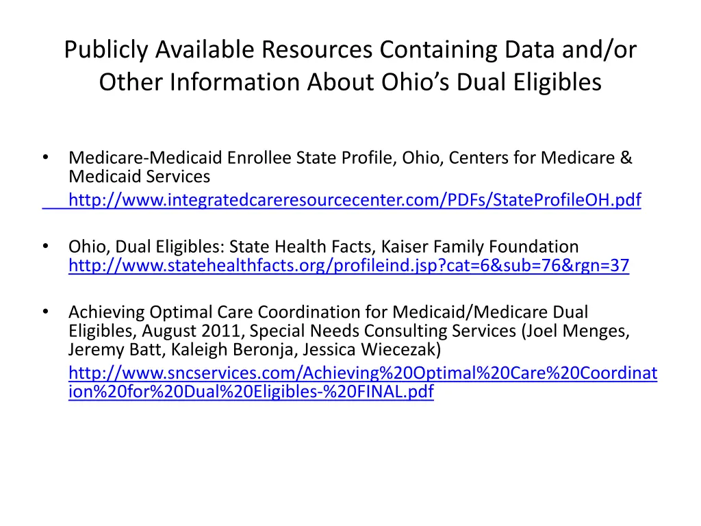 publicly available resources containing data