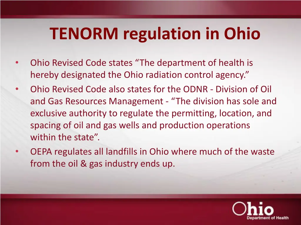 tenorm regulation in ohio